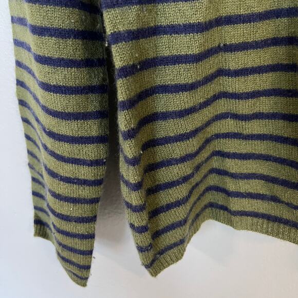 Lord & Taylor 100% Cashmere Pullover Striped Sweater Women's Size L Green Blue - Picture 6 of 11
